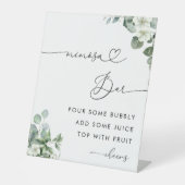 Hartscript en Eucalyptus Vrijgezellenfeest Mimosa Reclamebord Met Voetstuk (Voorkant)