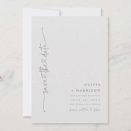 Hartscript Sla de datum aankondiging fotokaart op (Voorkant)