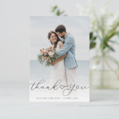 hartscript trouwfoto bedankt kaart (Staand voorkant)