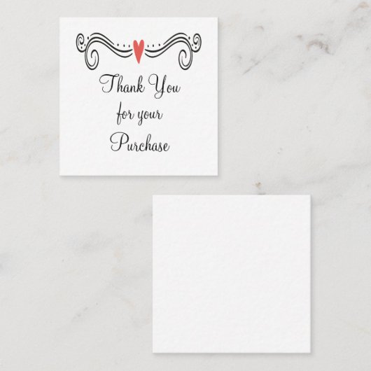 Hartscroller Bedankt dat je Kaarten koopt Vierkante Visitekaartje (Voorkant / Achterkant)