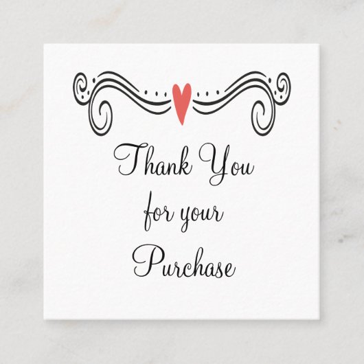 Hartscroller Bedankt dat je Kaarten koopt Vierkante Visitekaartje (Voorkant)
