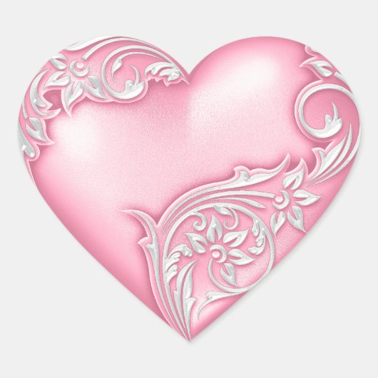 Hartscroller Roze wit Hart Sticker (Voorkant)