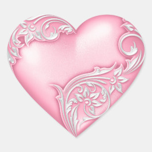 Hartscroller Roze wit Hart Sticker