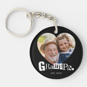 Hartsgewijze Uitgesneden Opa Gevestigd Fotocadeau Sleutelhanger