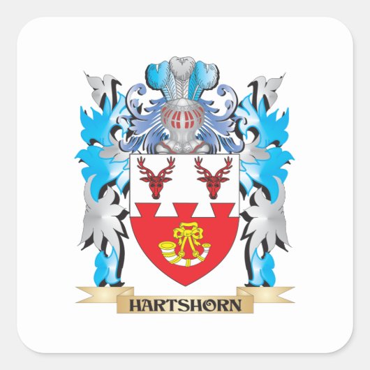 Hartshorn Wapenschild - Family Crest Vierkante Sticker (Voorkant)