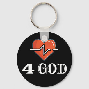 Hartslag 4 God Rood en Wit Sleutelhanger