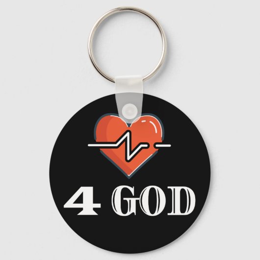 Hartslag 4 God Rood en Wit Sleutelhanger (Voorkant)