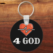 Hartslag 4 God Rood en Wit Sleutelhanger (Voorkant)