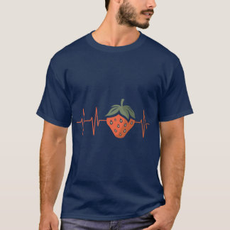 Hartslag aardbei in comic- en cartoonstijl Fr T-shirt
