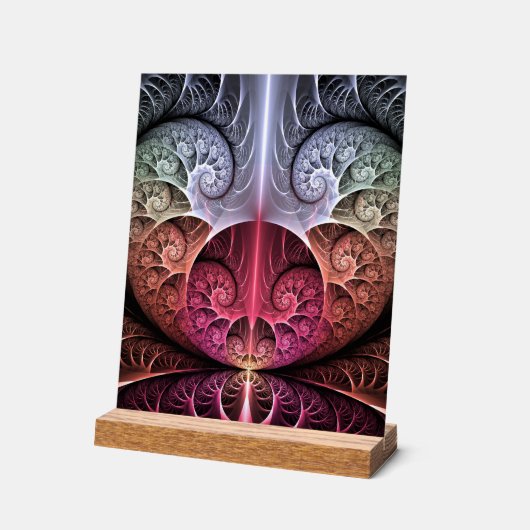 Hartslag, Abstracte Surreal Fantasy Fractal Art Acryl Bord (Hoek)