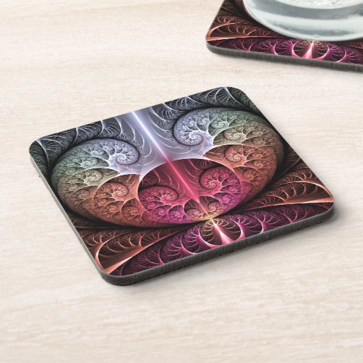 Hartslag, Abstracte Surreal Fantasy Fractal Art Bier Onderzetter (Linkerzijde)