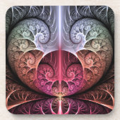 Hartslag, Abstracte Surreal Fantasy Fractal Art Bier Onderzetter (Voorkant)