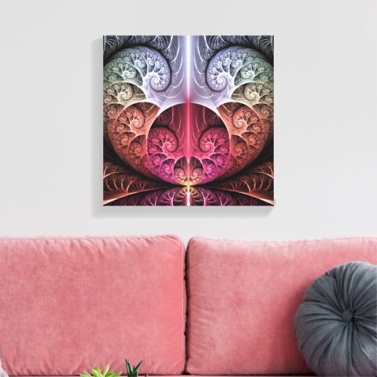 Hartslag, Abstracte Surreal Fantasy Fractal Art Canvas Afdruk (Insitu (Woonkamer))