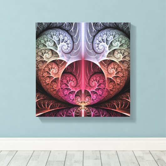 Hartslag, Abstracte Surreal Fantasy Fractal Art Canvas Afdruk (Insitu (Houten vloer))