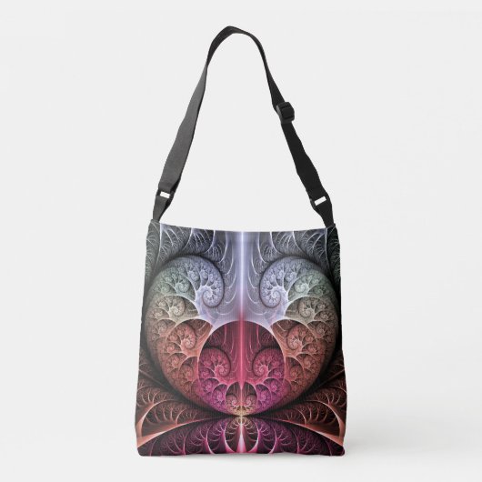 Hartslag, Abstracte Surreal Fantasy Fractal Art Crossbody Tas (Achterkant)
