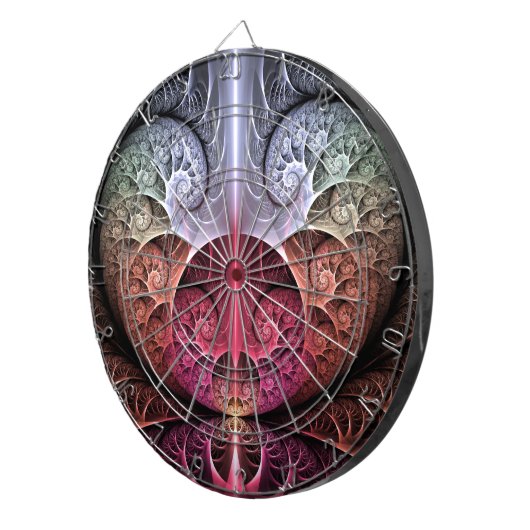 Hartslag, Abstracte Surreal Fantasy Fractal Art Dartbord (Voorkant Rechts)