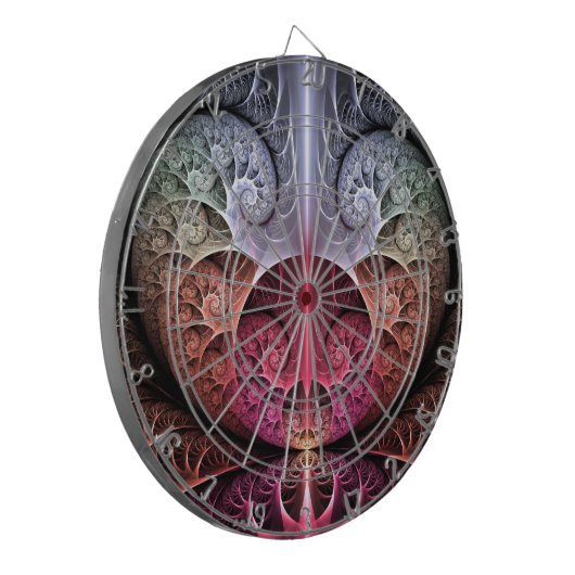 Hartslag, Abstracte Surreal Fantasy Fractal Art Dartbord (Voorkant Links)