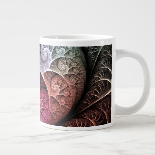 Hartslag, Abstracte Surreal Fantasy Fractal Art Grote Koffiekop (Rechts)