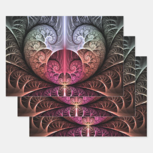 Hartslag, Abstracte Surreal Fantasy Fractal Art Inpakpapier Vel