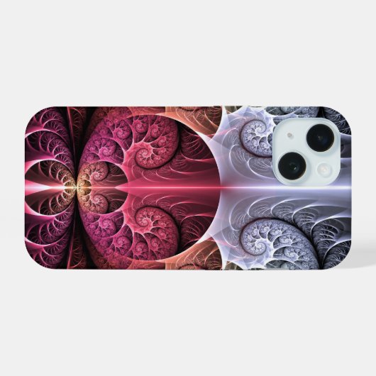 Hartslag, Abstracte Surreal Fantasy Fractal Art iPhone 15 Case (Achterkant horizontaal)