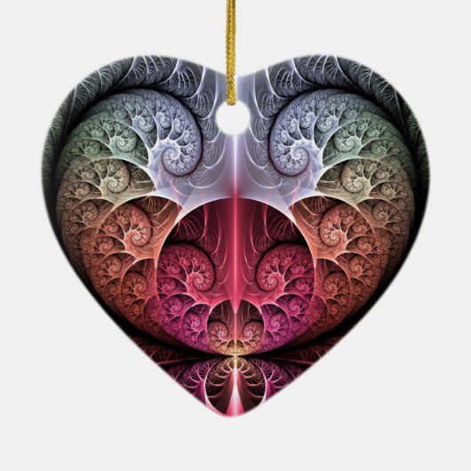 Hartslag, Abstracte Surreal Fantasy Fractal Art Keramisch Ornament (Achterkant)