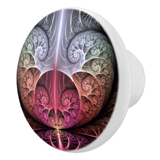 Hartslag, Abstracte Surreal Fantasy Fractal Art Keramische Knop (Rechts)