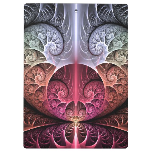 Hartslag, Abstracte Surreal Fantasy Fractal Art Klembord (Achterkant)