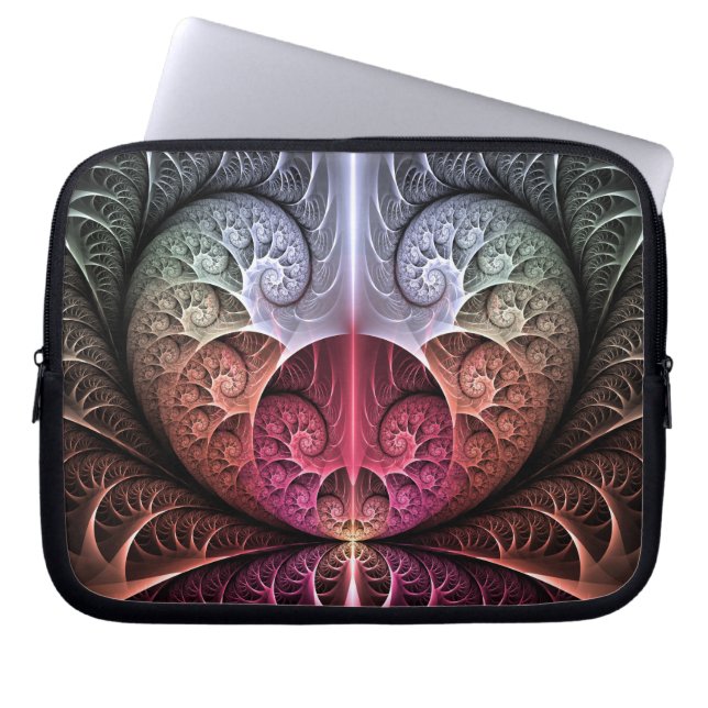 Hartslag, Abstracte Surreal Fantasy Fractal Art Laptop Sleeve (Voorkant)