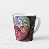 Hartslag, Abstracte Surreal Fantasy Fractal Art Latte Mok (Rechterhoek)