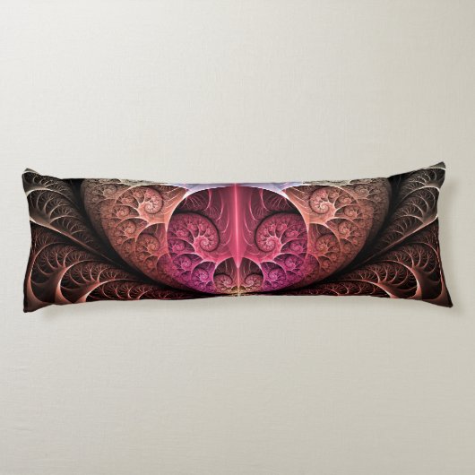 Hartslag, Abstracte Surreal Fantasy Fractal Art Lichaamskussen (Achterkant)