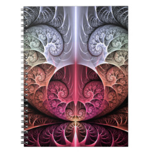 Hartslag, Abstracte Surreal Fantasy Fractal Art Notitieboek
