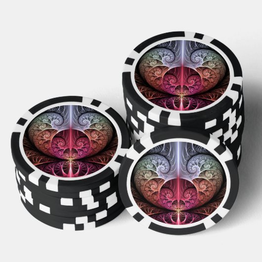 Hartslag, Abstracte Surreal Fantasy Fractal Art Poker Chips (Opstapeling)