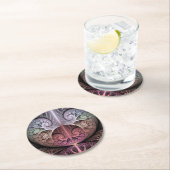 Hartslag, Abstracte Surreal Fantasy Fractal Art Ronde Kartonnen Onderzetter (Insitu)