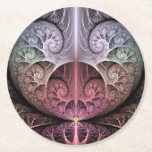 Hartslag, Abstracte Surreal Fantasy Fractal Art Ronde Kartonnen Onderzetter (Voorkant)