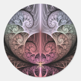 Hartslag, Abstracte Surreal Fantasy Fractal Art Ronde Sticker