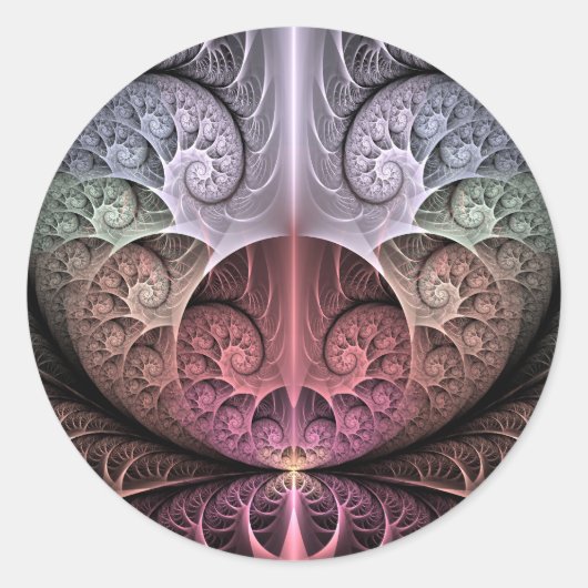 Hartslag, Abstracte Surreal Fantasy Fractal Art Ronde Sticker (Voorkant)