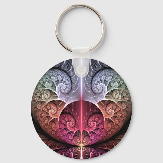 Hartslag, Abstracte Surreal Fantasy Fractal Art Sleutelhanger (Voorkant)