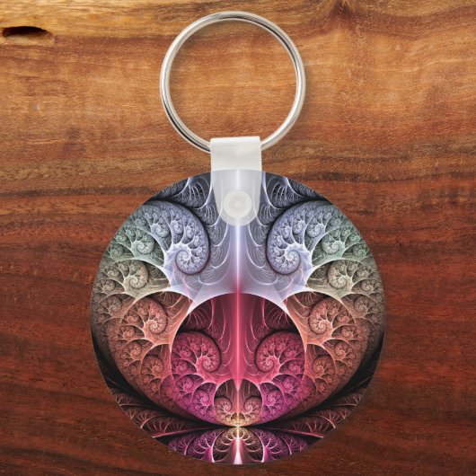 Hartslag, Abstracte Surreal Fantasy Fractal Art Sleutelhanger (Achterkant)