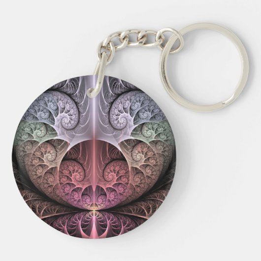 Hartslag, Abstracte Surreal Fantasy Fractal Art Sleutelhanger (Achterkant)