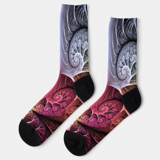 Hartslag, Abstracte Surreal Fantasy Fractal Art Sokken (Links)