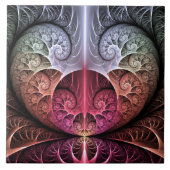 Hartslag, Abstracte Surreal Fantasy Fractal Art Tegeltje (Voorkant)
