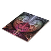 Hartslag, Abstracte Surreal Fantasy Fractal Art Tegeltje (Zijkant)