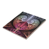 Hartslag, Abstracte Surreal Fantasy Fractal Art Tegeltje (Zijkant)