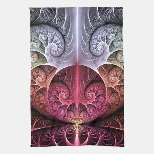 Hartslag, Abstracte Surreal Fantasy Fractal Art Theedoek (Verticaal)