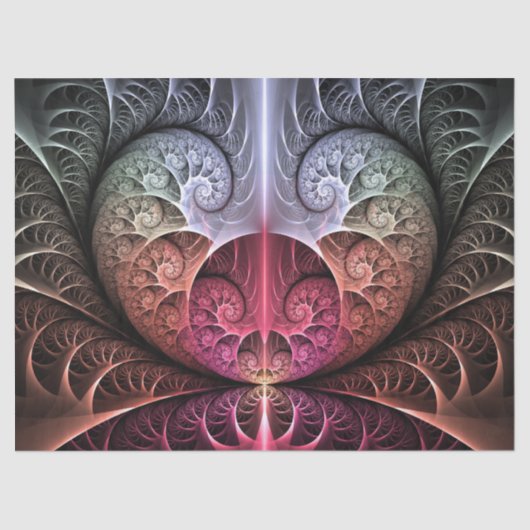 Hartslag, Abstracte Surreal Fantasy Fractal Art Tissuepapier (Voorkant)