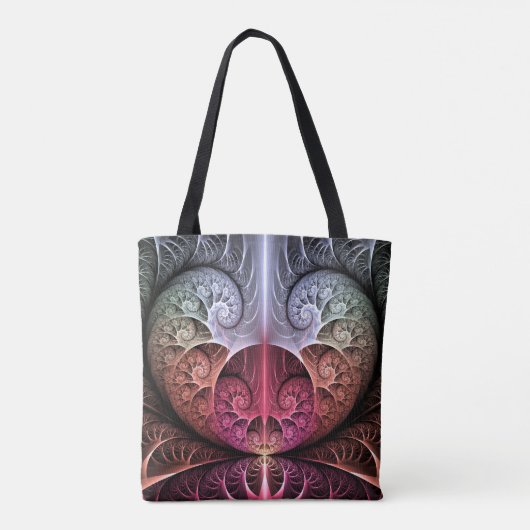 Hartslag, Abstracte Surreal Fantasy Fractal Art Tote Bag (Achterkant)