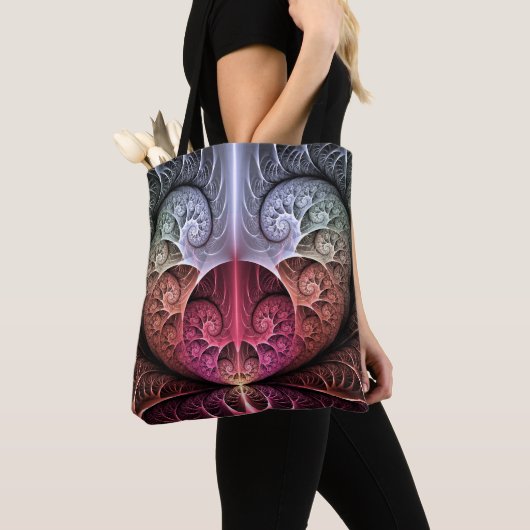 Hartslag, Abstracte Surreal Fantasy Fractal Art Tote Bag (Dichtbij)