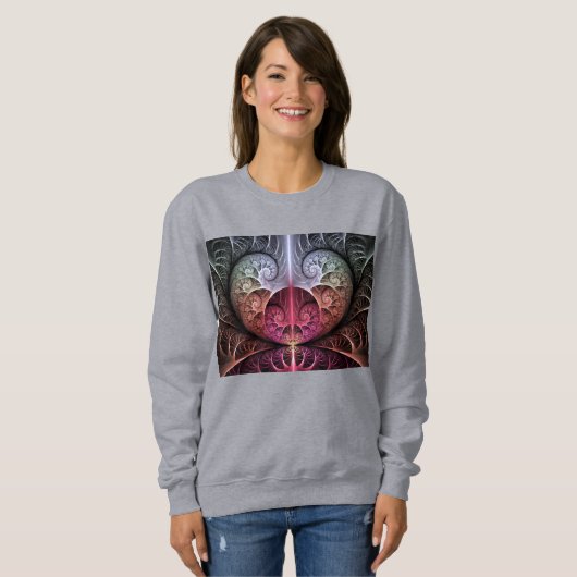 Hartslag, Abstracte Surreal Fantasy Fractal Art Trui (Voorkant volledig)