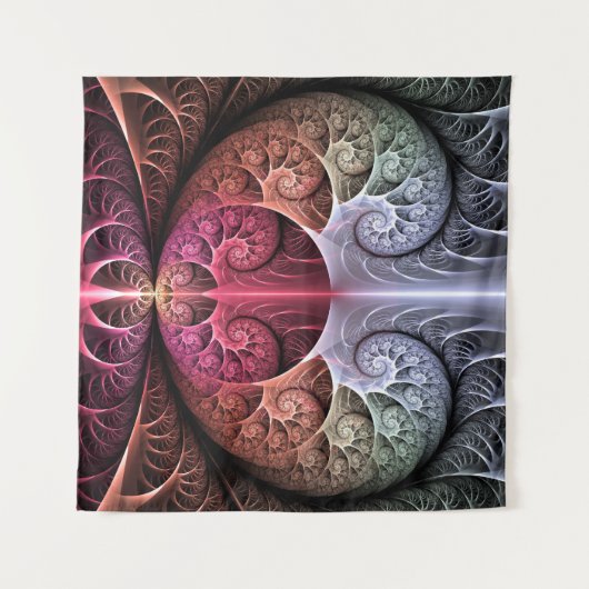 Hartslag, Abstracte Surreal Fantasy Fractal Art Wandkleed (Voorkant (horizontaal))