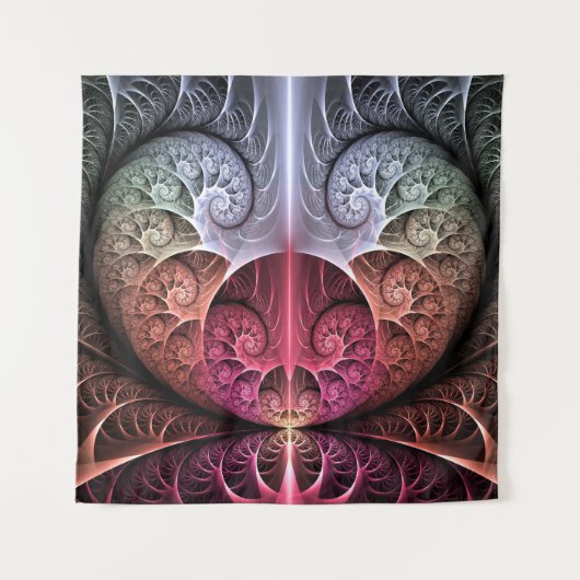 Hartslag, Abstracte Surreal Fantasy Fractal Art Wandkleed (Voorkant)